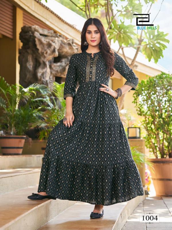 Blue Hills Pearl 1 Rayon Long gown Style Kurtis Collection